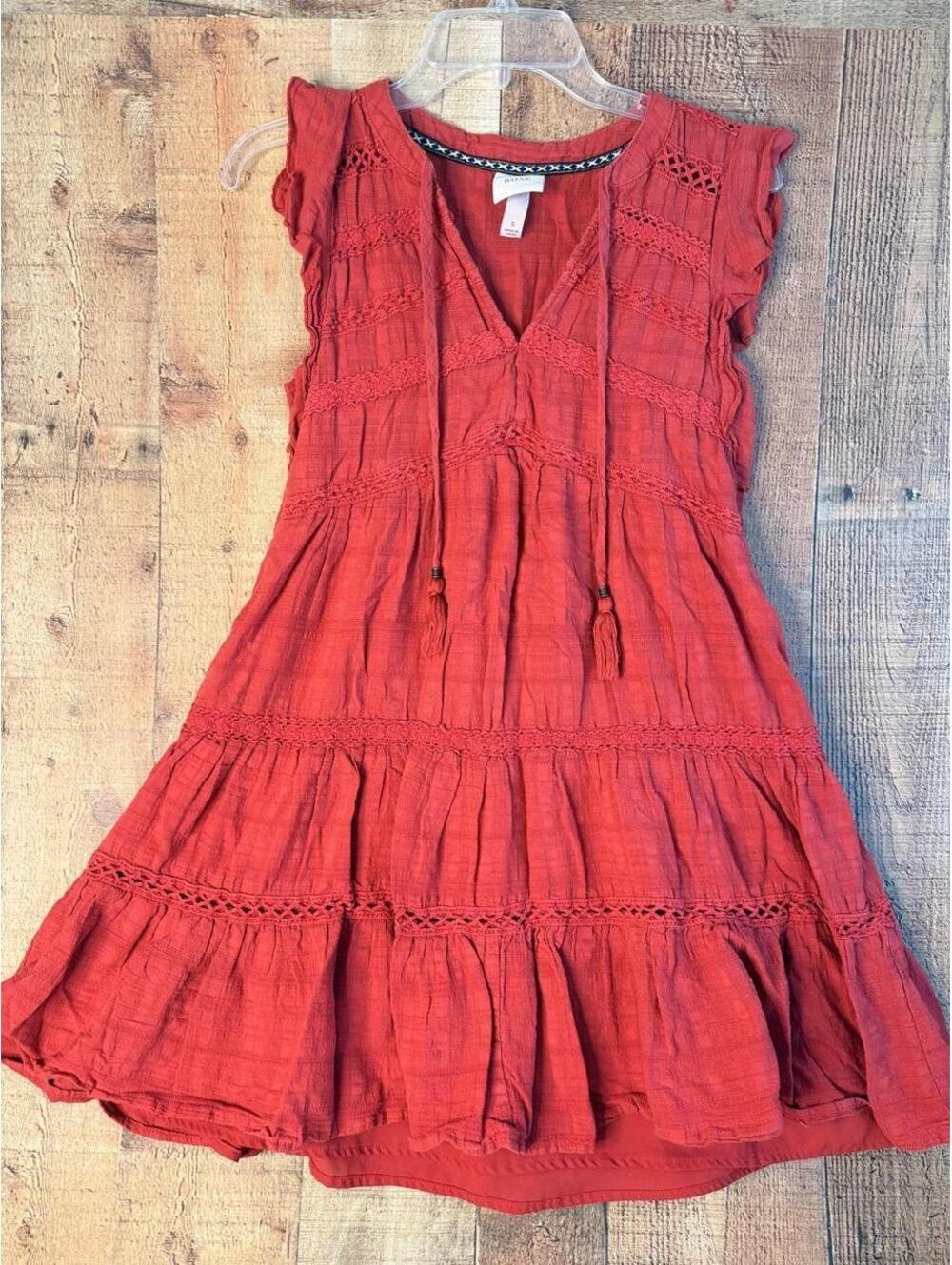 Knox Rose Red Boho Mini Dress S Crochet Lace Tassel Prairie Festival Western